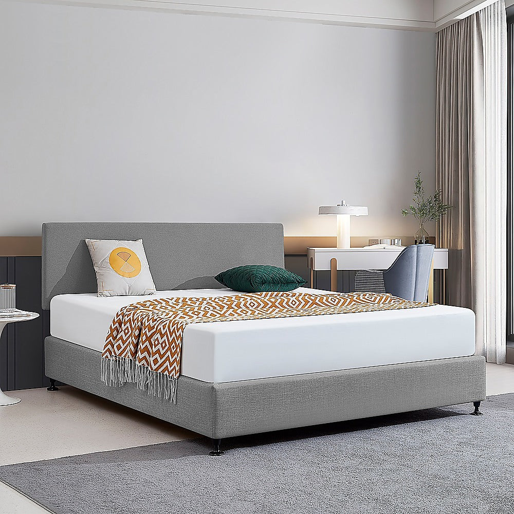 Deluxe King Bed Headboard in Charcoal Linen Fabric with Removable Cover