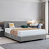 Deluxe King Bed Headboard in Charcoal Linen Fabric with Removable Cover