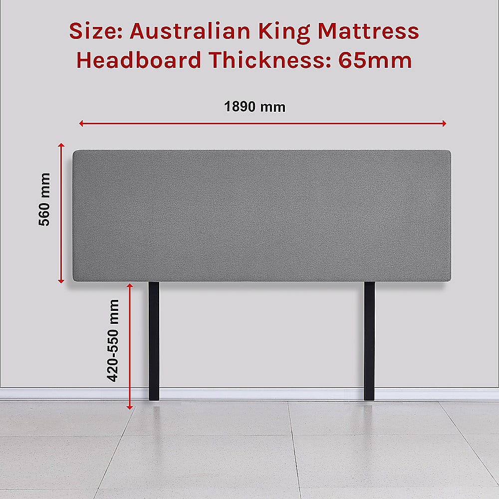 Deluxe King Bed Headboard in Charcoal Linen Fabric with Removable Cover
