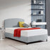 Linen Fabric Double Bed Curved Headboard Bedhead - Stone Grey
