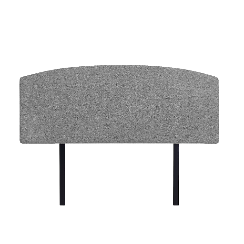 Double Curved Headboard Linen Fabric Upholstered Bedhead Adjustable, Night Ash