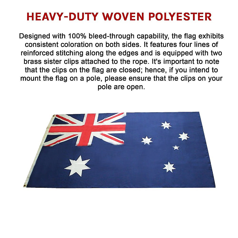 Australian Flag Heavy Duty Woven Spun Poly Australia Flag Metal Clips