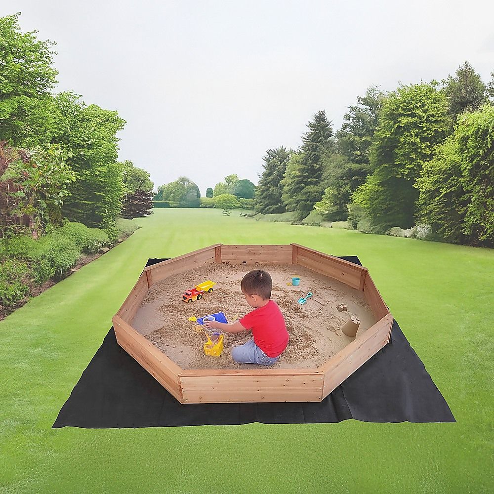 Kids Large Octagonal Wooden Sandpit, FSC Certified Timber, 206cm Bench Seats