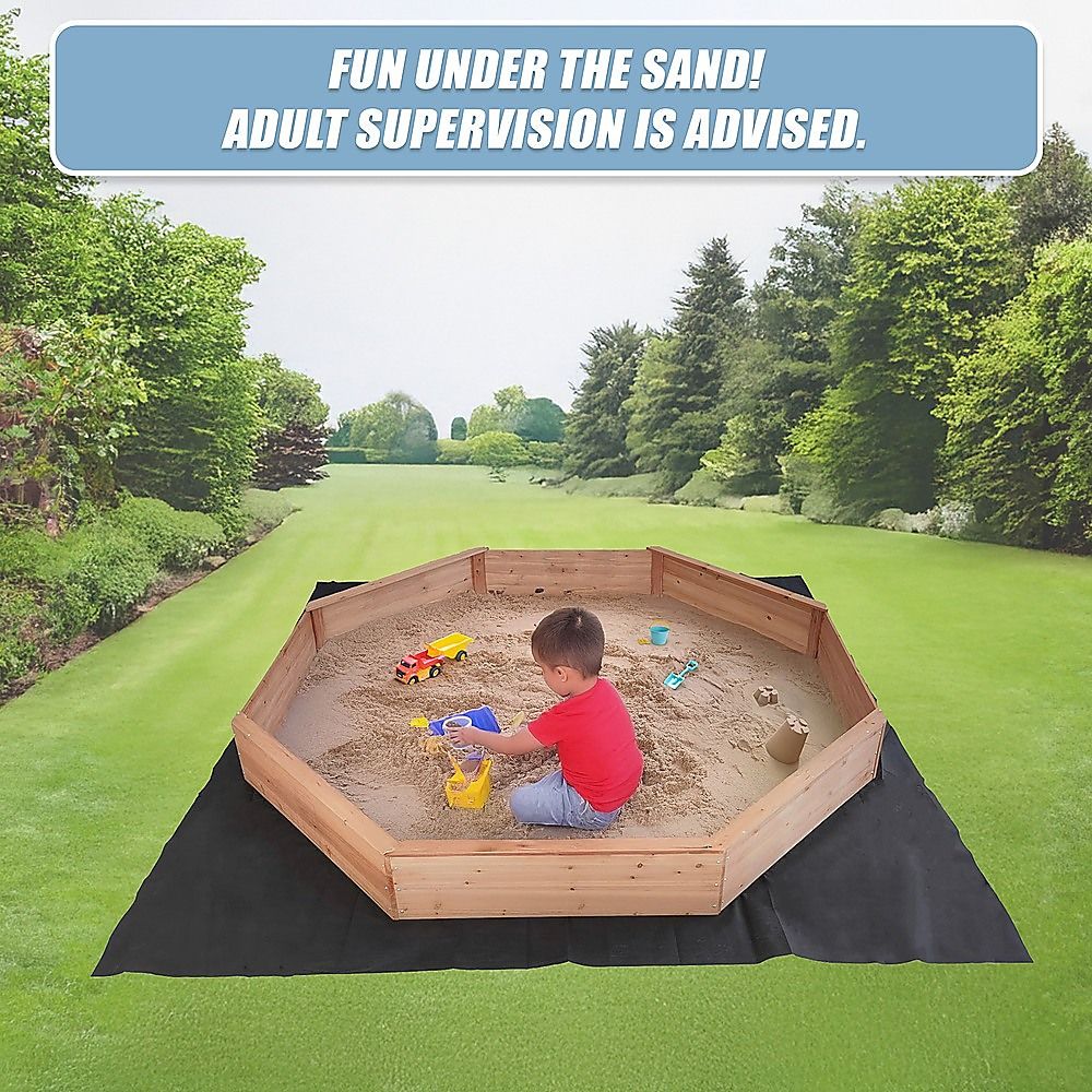 Kids Large Octagonal Wooden Sandpit, FSC Certified Timber, 206cm Bench Seats
