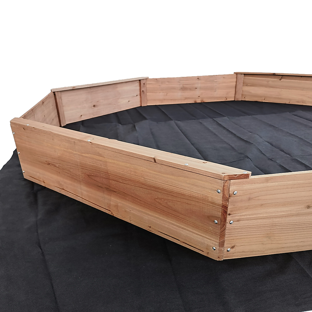Kids Large Octagonal Wooden Sandpit, FSC Certified Timber, 206cm Bench Seats