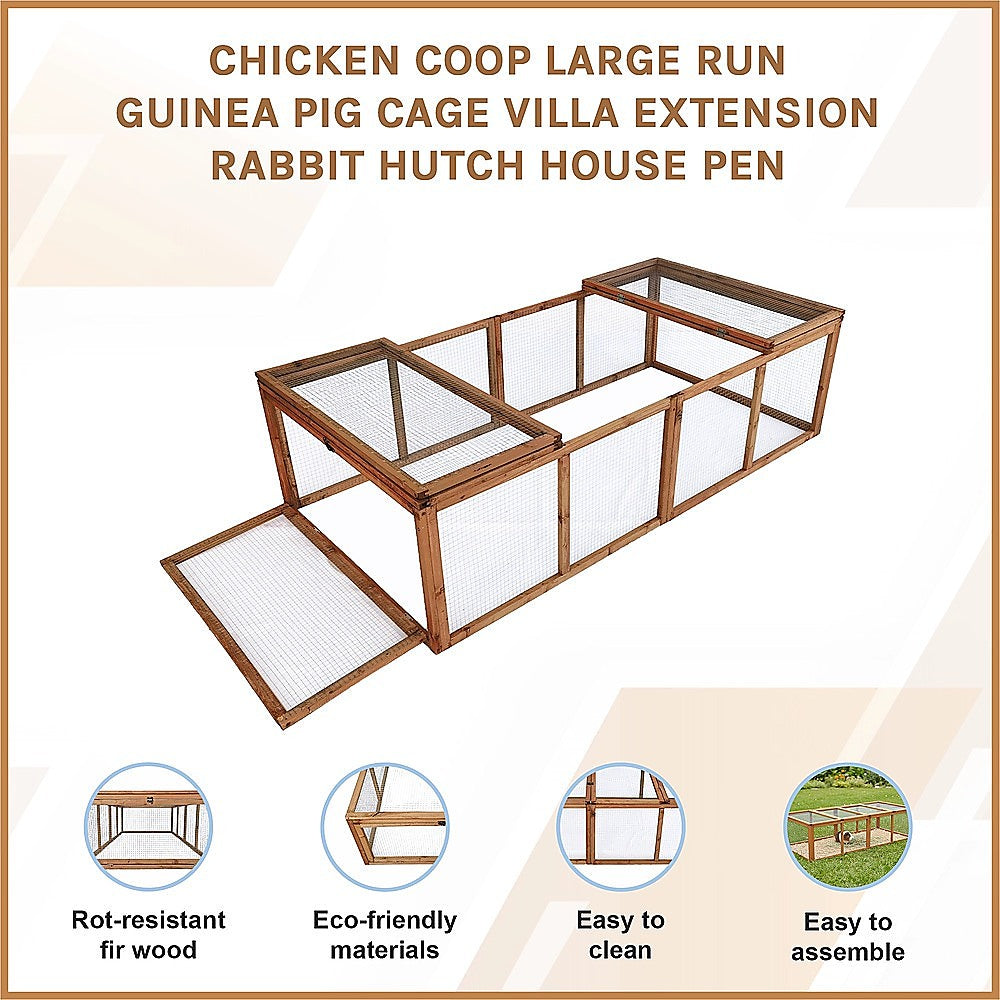 Chicken coop LARGE Run Guinea Pig Cage Villa Extension Rabbit hutch house pen