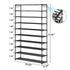 10 Tier Black Shoe Rack Metal Shoe Storage Organizer Rack 50-Pair Large Capacity