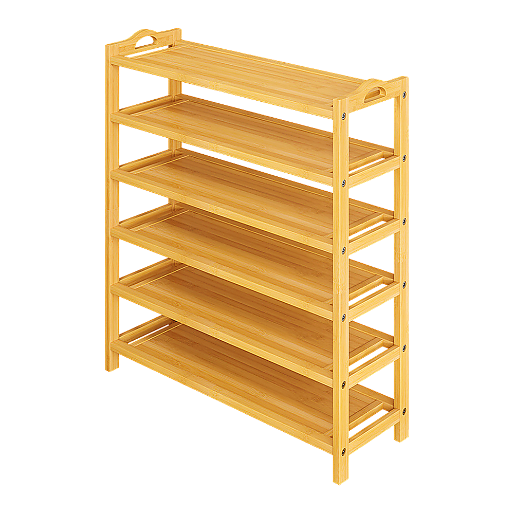 6 Layers Natural Wood Bamboo Shelf Entryway Storage Shoe Rack Home Furniture