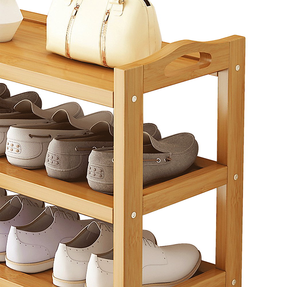 6 Layers Natural Wood Bamboo Shelf Entryway Storage Shoe Rack Home Furniture