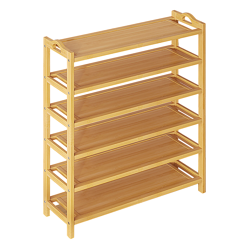 6 Layers Natural Wood Bamboo Shelf Entryway Storage Shoe Rack Home Furniture