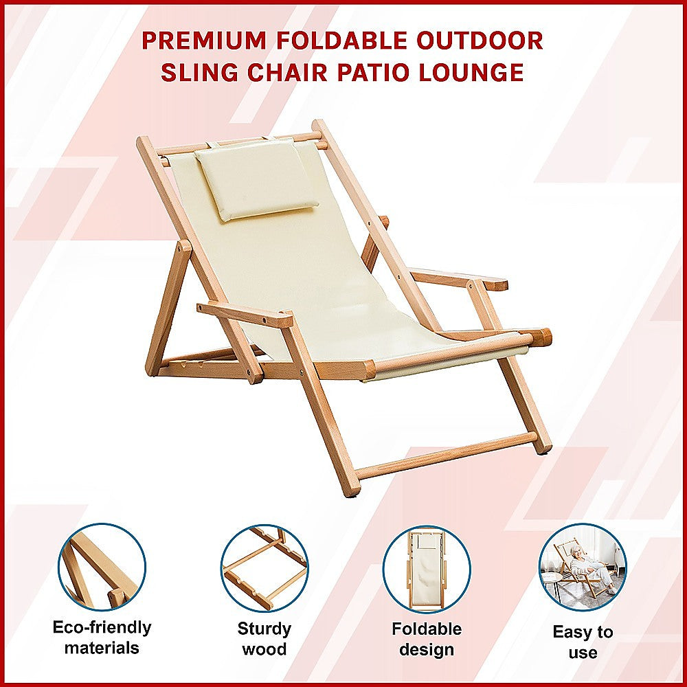 Premium Foldable Outdoor Sling Chair Patio Lounge