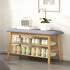 Bamboo Shoe Storage Bench Entryway Shoe Rack Cabinet with Cushion Seat & Hidden Storage