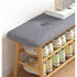 Bamboo Shoe Storage Bench Entryway Shoe Rack Cabinet with Cushion Seat & Hidden Storage