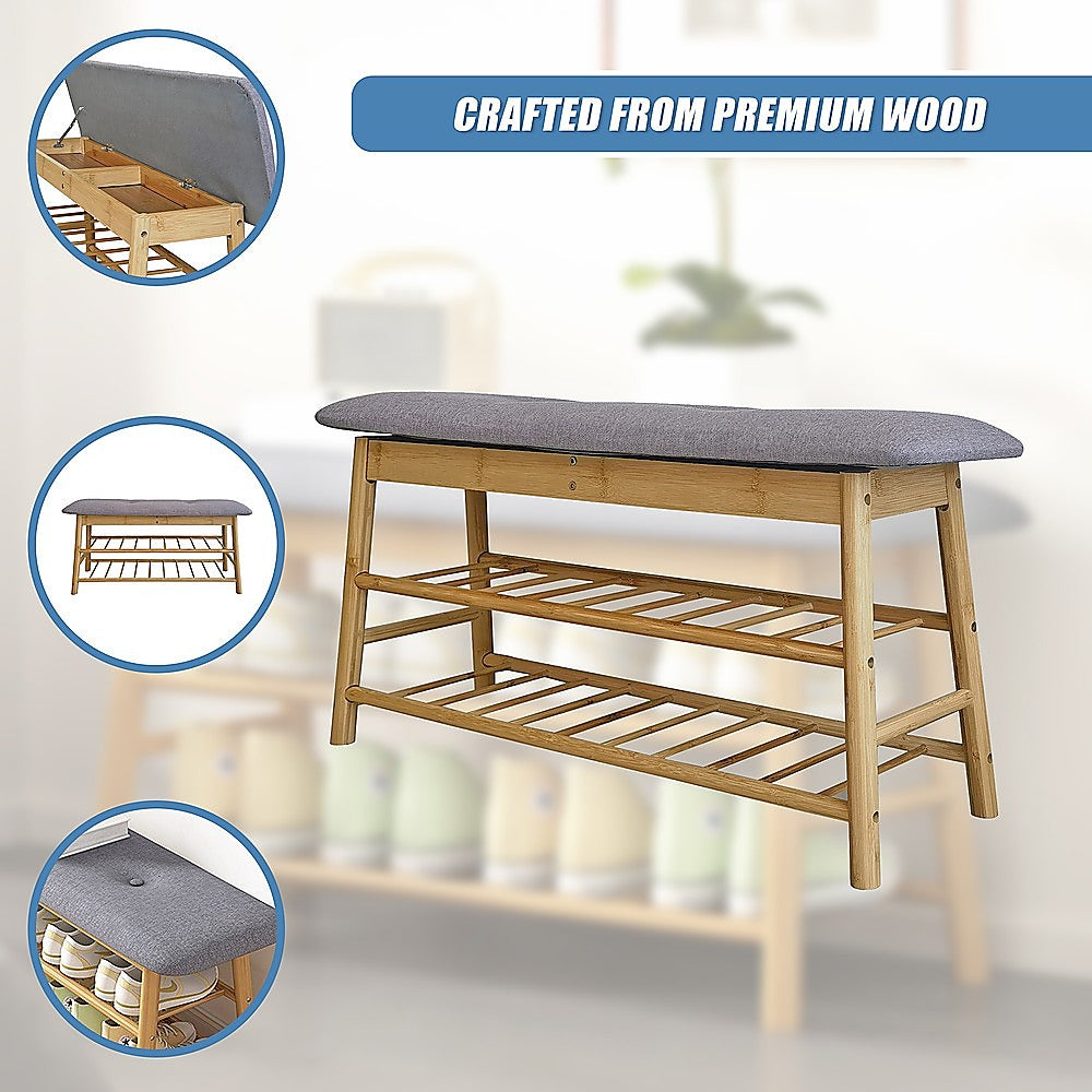 Shoe Stool Storage Rack Cabinet Multifunctional Space Saving