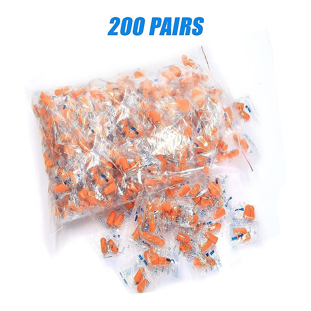 Foam Ear Plugs Disposable 200 Pairs Noise Cancelling Plane Sleep Snoring