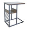 Industrial C Shaped Sofa Side Table with Wooden Shelf Couch Laptop Snack End Table