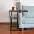 Industrial C Shaped Sofa Side Table with Wooden Shelf Couch Laptop Snack End Table