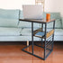 Industrial C Shaped Sofa Side Table with Wooden Shelf Couch Laptop Snack End Table