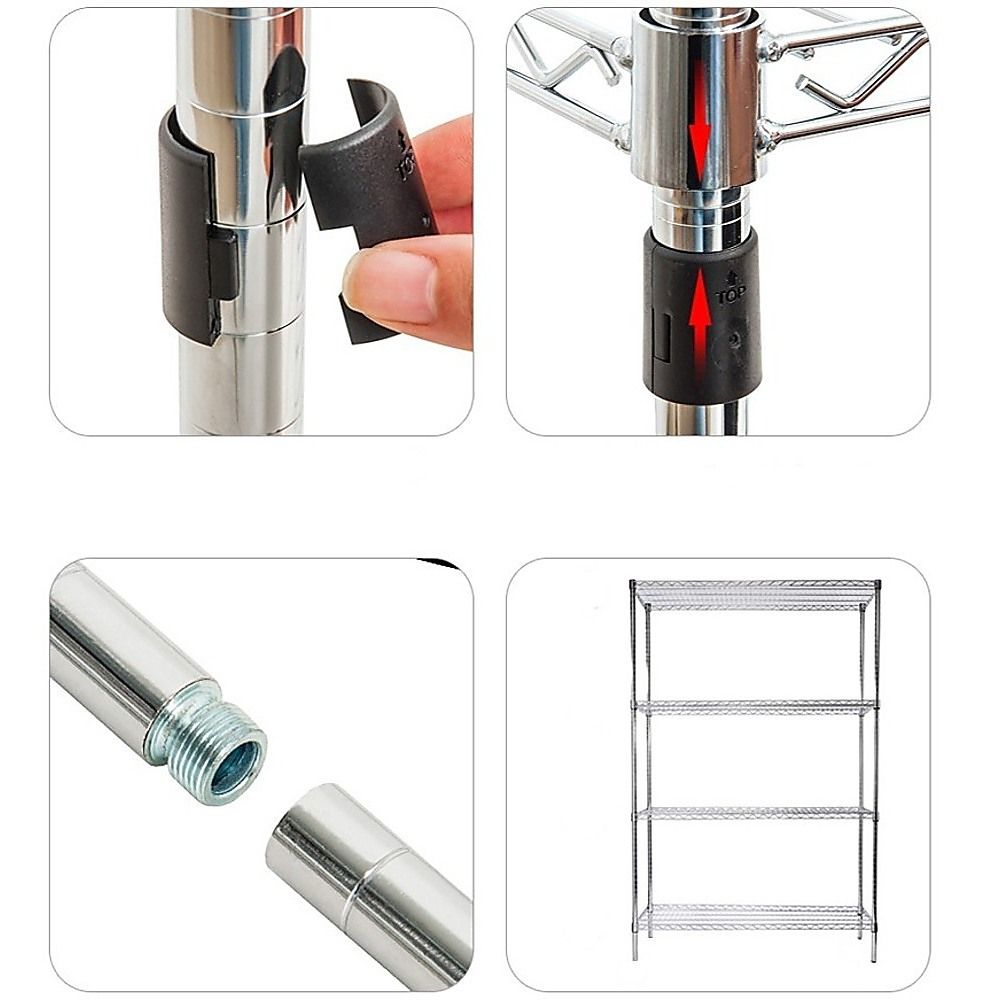 Wire Storage Rack – 120x45cm Chrome Shelving with Fixed Legs