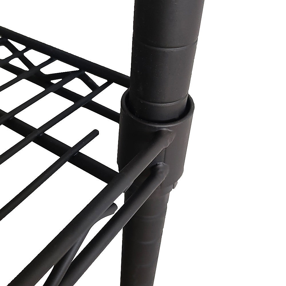 Modular Wire Storage 120x45cm Steel Shelving Black With Fixed Legs For Garage Kitchen Or Retail Storage