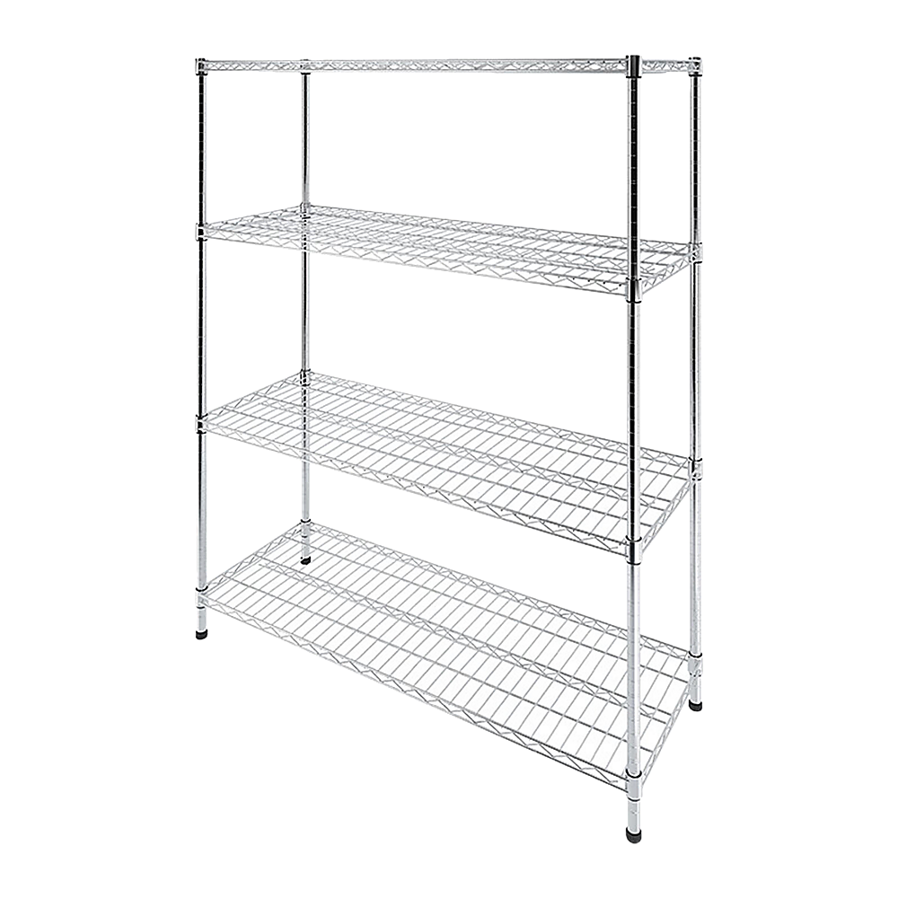 Wire Storage Rack – 150x45cm Chrome Shelving with Fixed Legs