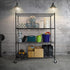 Modular Wire Storage 150x45cm Steel Shelving Black With Wheels For Garage Warehouse Or Kitchen Organisation