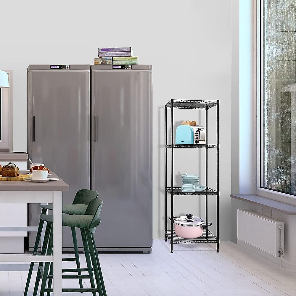 Wire Storage Rack – 60x60cm Black Shelving with Fixed Legs