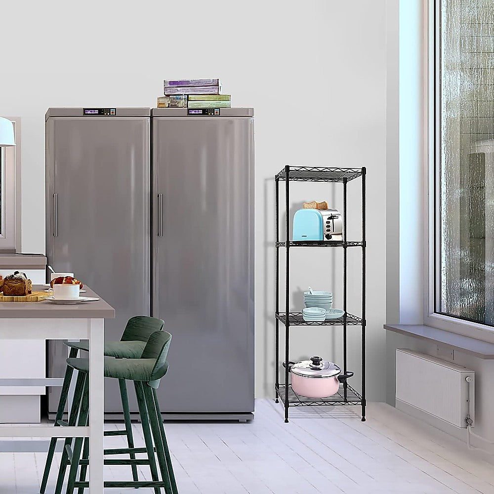 Modular Wire Storage 60x60cm Steel Shelving Black With Fixed Legs For Garage Warehouse Or Kitchen Organisation