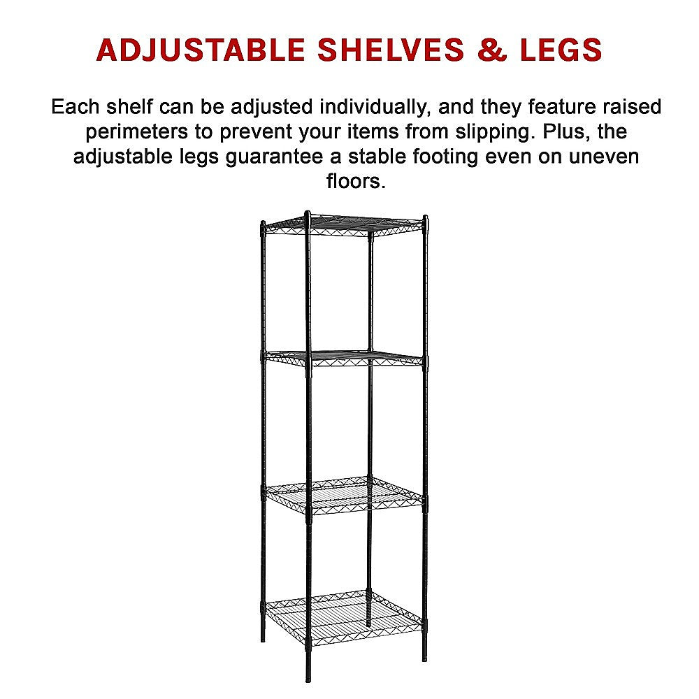 Modular Wire Storage 60x60cm Steel Shelving Black With Fixed Legs For Garage Warehouse Or Kitchen Organisation