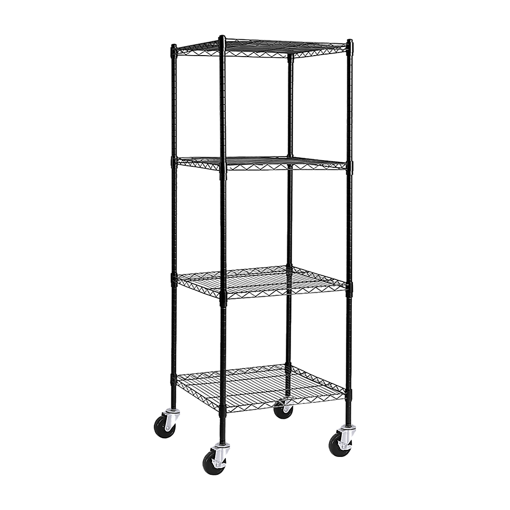 Modular Wire Storage 60x60cm Steel Shelving Black With Wheels For Garage Warehouse Or Kitchen Organisation