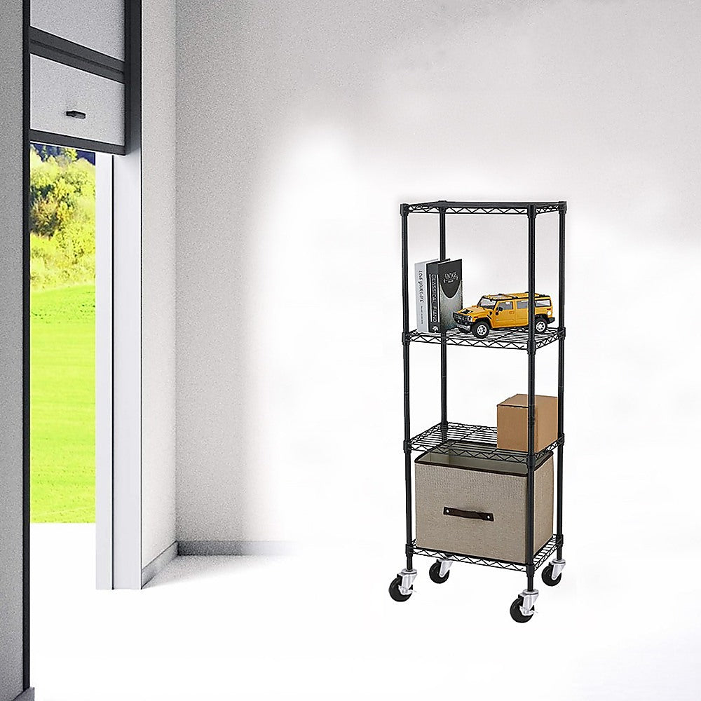 Modular Wire Storage 60x60cm Steel Shelving Black With Wheels For Garage Warehouse Or Kitchen Organisation
