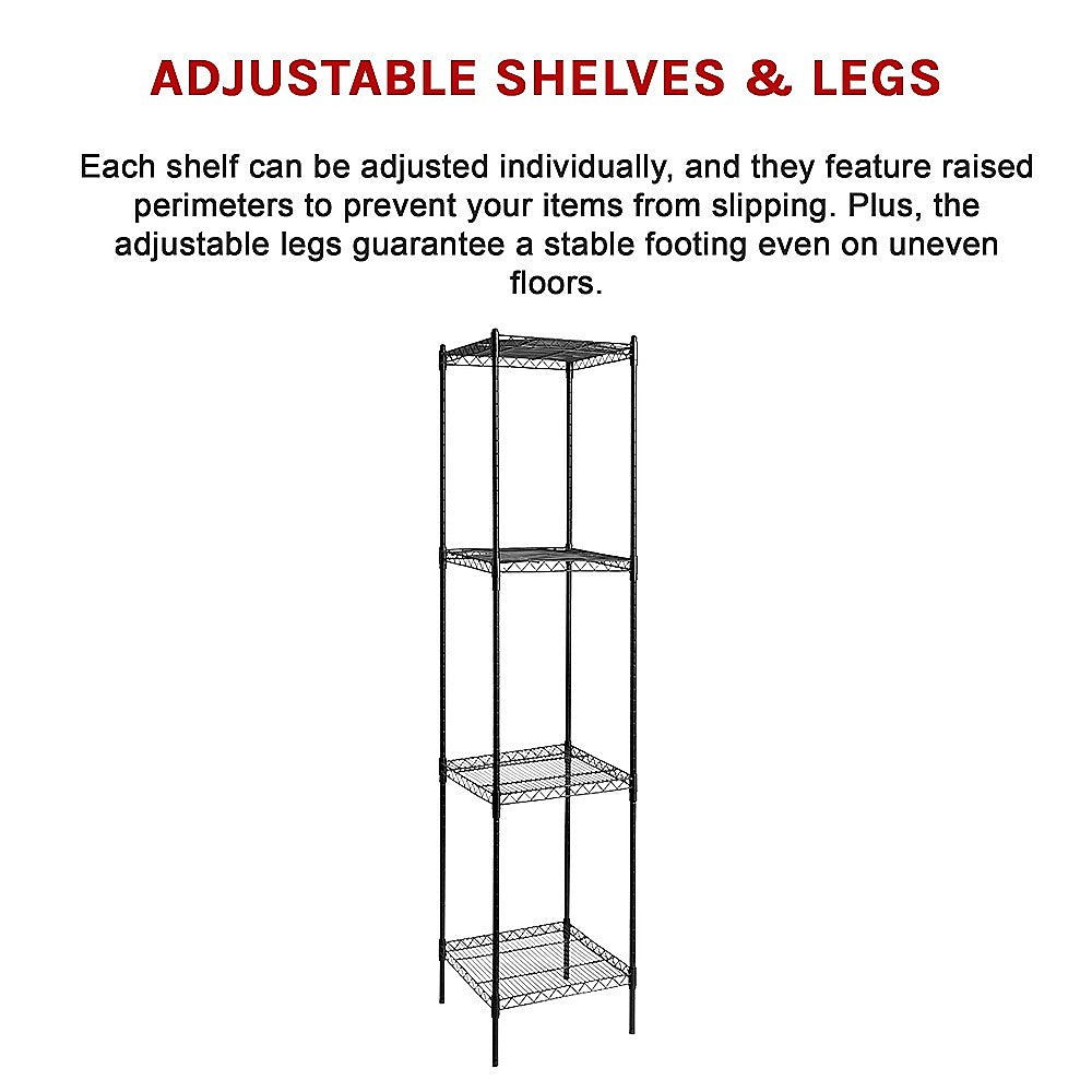 Modular Wire Storage 45x45cm Steel Shelving Black With Fixed Legs For Garage Warehouse Or Kitchen Organisation