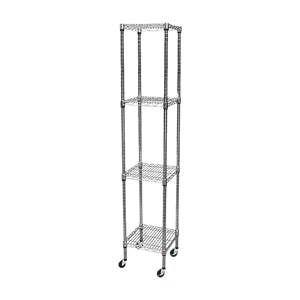 Modular Wire Storage 45x45cm Steel Shelving Chrome With Wheels For Garage Warehouse Or Kitchen Organisation