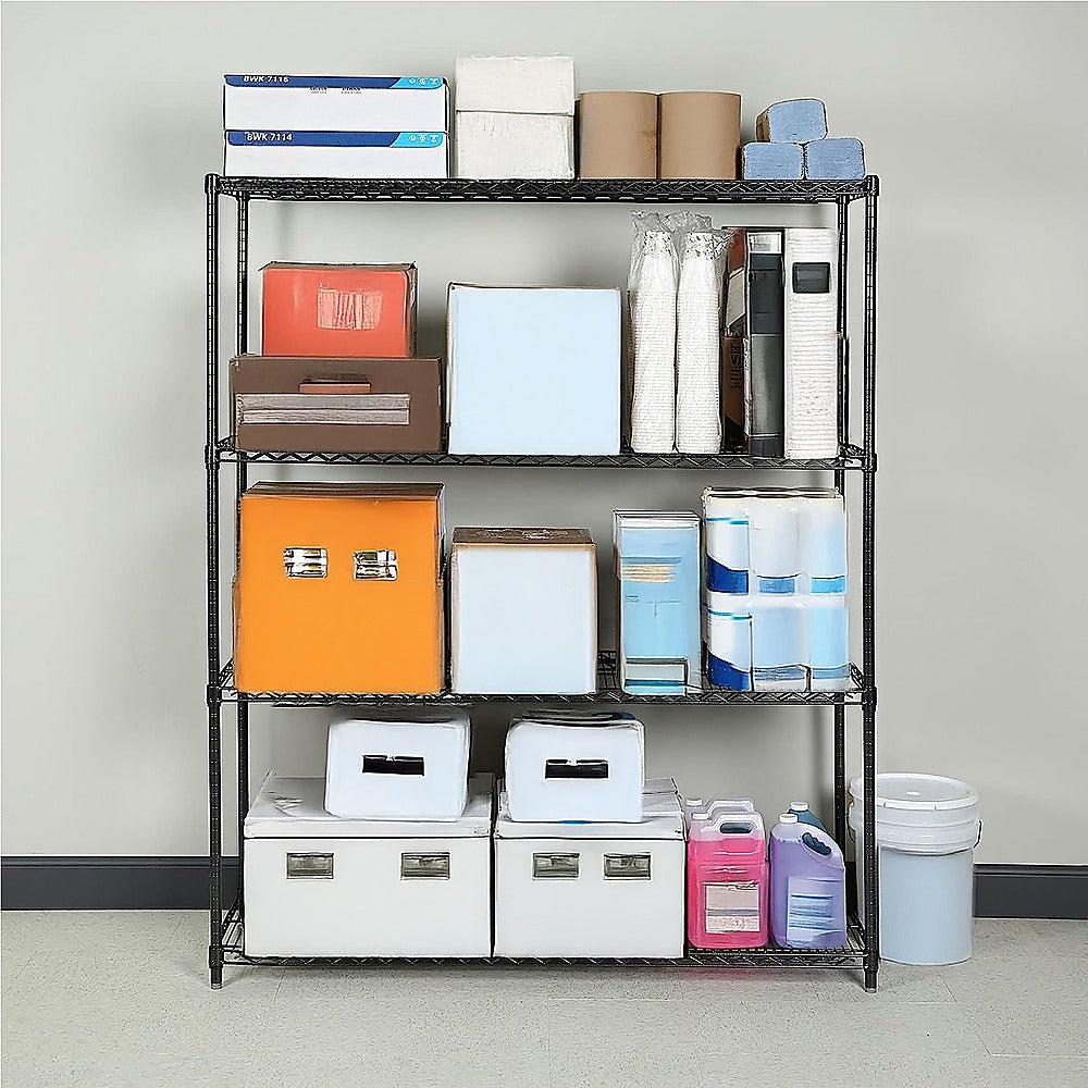 Modular Wire Storage 120x60cm Steel Shelving Black With Fixed Legs For Garage Warehouse Or Kitchen Organisation