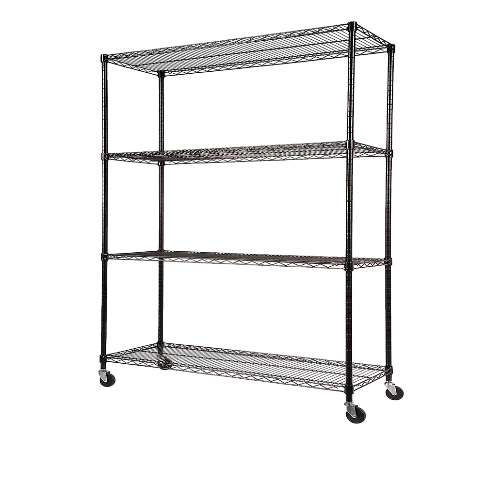 Modular Wire Storage 120x60cm Steel Shelving Black With Wheels For Garage Warehouse Or Kitchen Organisation