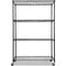 Modular Wire Storage 150x35cm Steel Shelving Black With Wheels For Garage Warehouse Or Kitchen Organisation