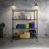 Modular Wire Storage 150x35cm Steel Shelving Black With Wheels For Garage Warehouse Or Kitchen Organisation
