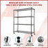 Modular Wire Storage 150x35cm Steel Shelving Black With Wheels For Garage Warehouse Or Kitchen Organisation