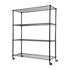 Modular Wire Storage 150x35cm Steel Shelving Black With Wheels For Garage Warehouse Or Kitchen Organisation