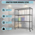 Modular Wire Storage 150x35cm Steel Shelving Black With Wheels For Garage Warehouse Or Kitchen Organisation