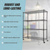 Modular Wire Storage 150x35cm Steel Shelving Black With Wheels For Garage Warehouse Or Kitchen Organisation