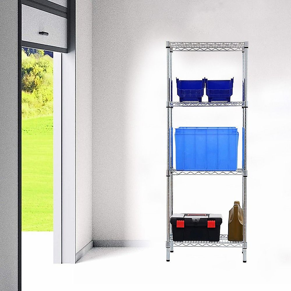 Wire Storage Rack – 35x35cm Chrome Shelving with Fixed Legs