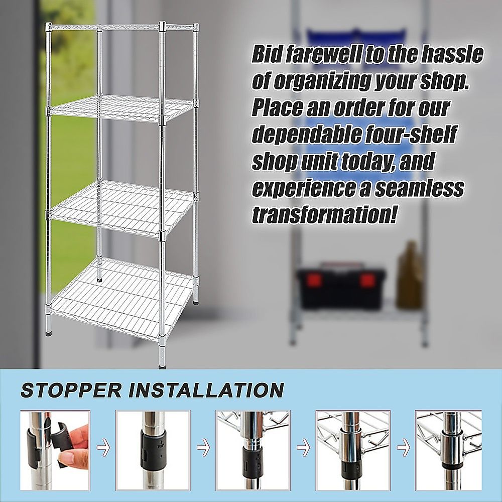 Wire Storage Rack – 35x35cm Chrome Shelving with Fixed Legs