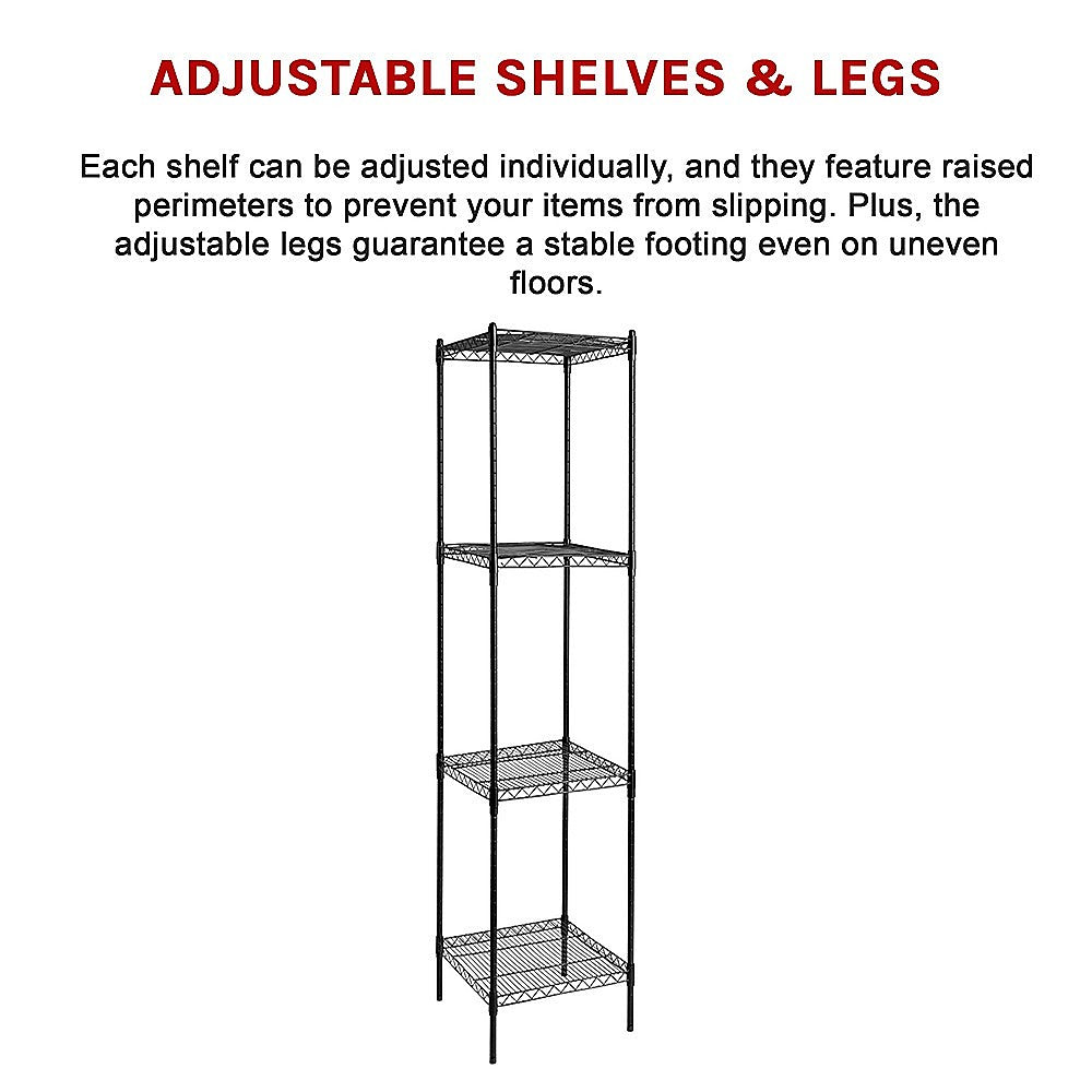 Modular Wire Storage 35x35cm Steel Shelving Black With Fixed Legs For Garage Warehouse Or Kitchen Organisation