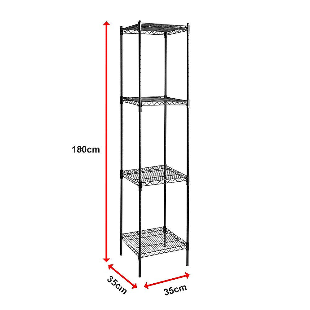Modular Wire Storage 35x35cm Steel Shelving Black With Fixed Legs For Garage Warehouse Or Kitchen Organisation