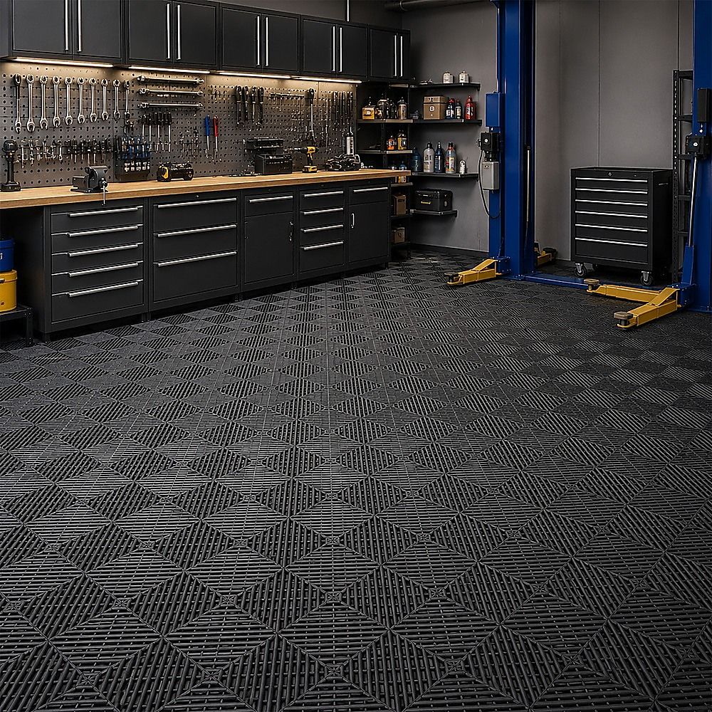 Vented Garage Floor Tiles | Snow Water Drainage | 30x30cm