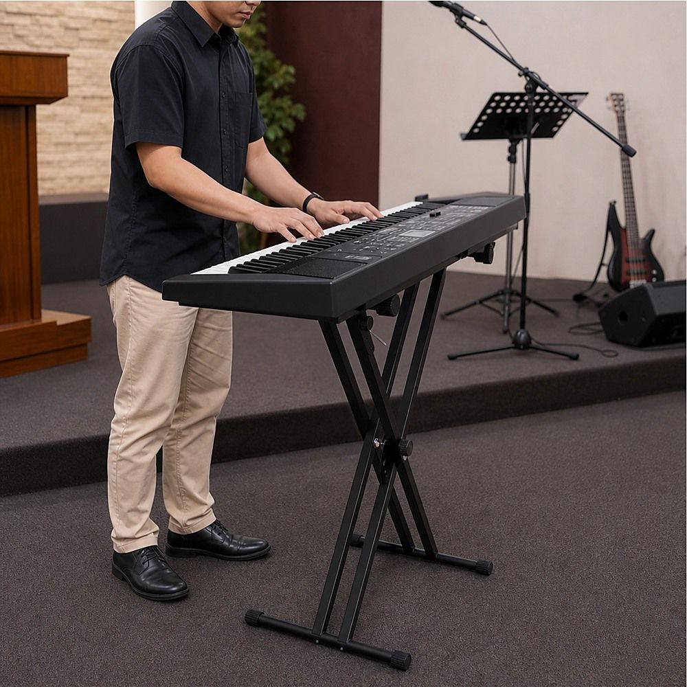 Adjustable Iron Keyboard Piano Stand, X-Frame, 46.5cm to 97cm Height Range