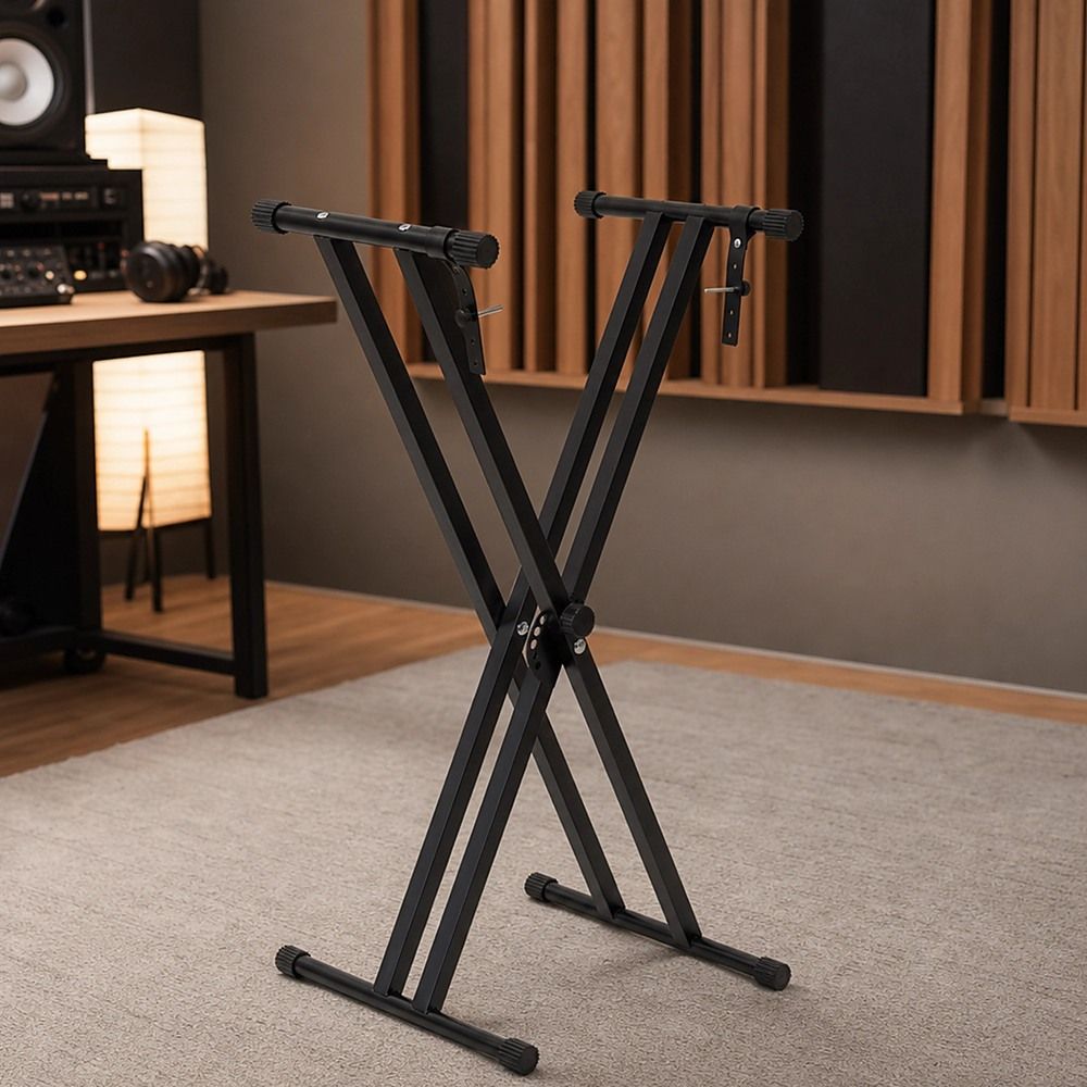 Adjustable Iron Keyboard Piano Stand, X-Frame, 46.5cm to 97cm Height Range