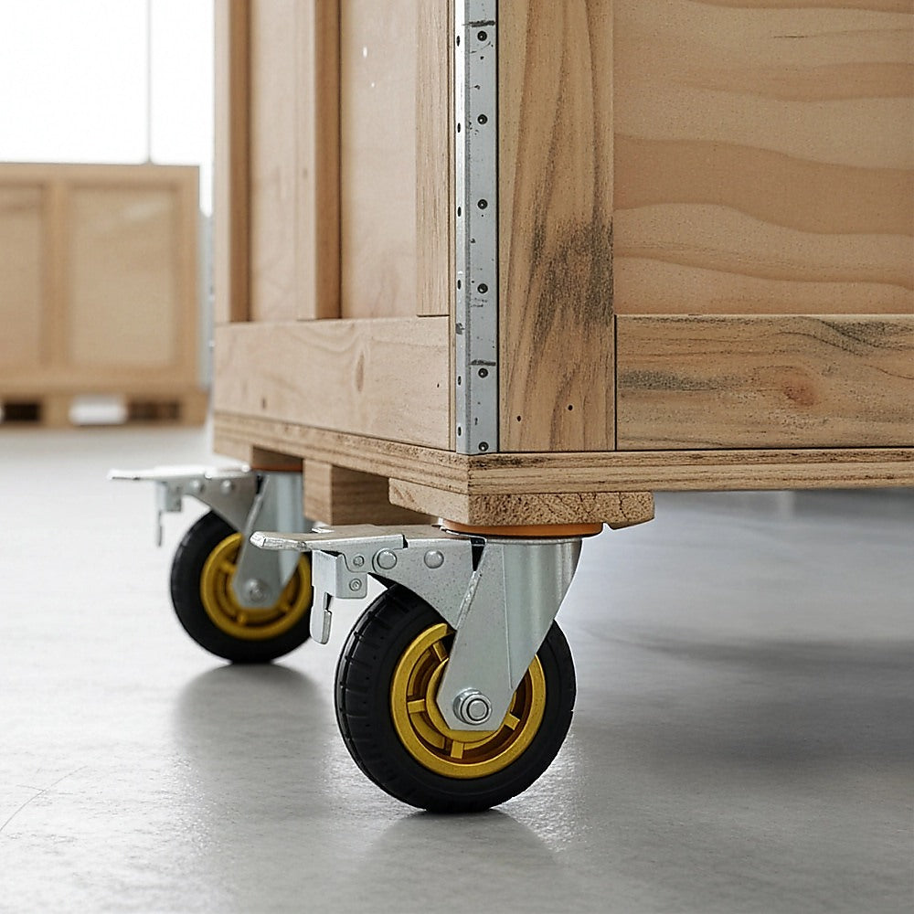 Castor Wheels 4 x 6" 150mm Swivel Silent Caster 2 Brakes 800KG