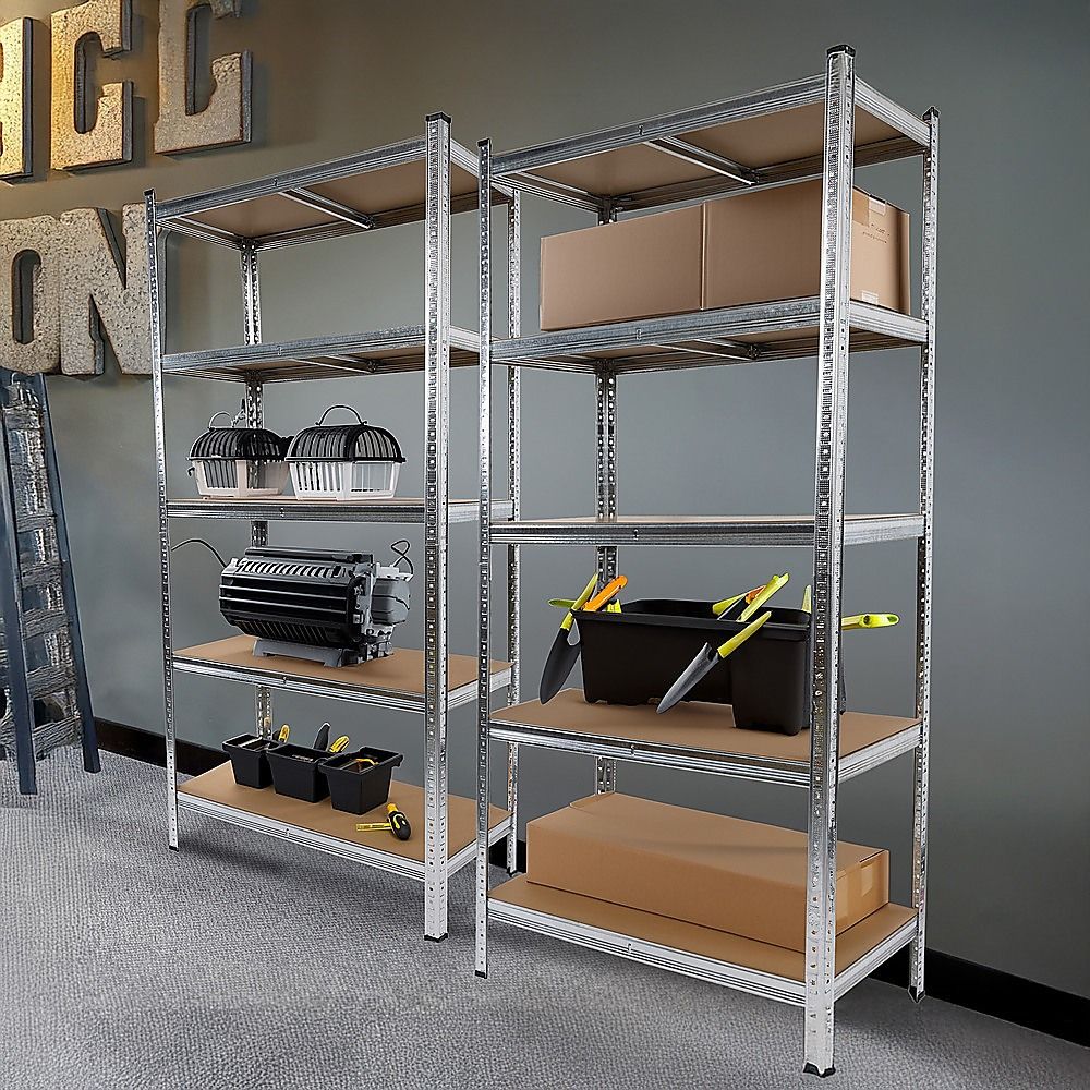 2x 1.8m Garage Shelving Unit, 5-Tier Warehouse Rack, 200kg per Shelf Set
